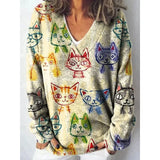 Christmas Abstract 3D Print Big V-Neck Long-Sleeved