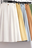Fashion 2023 Summer Skirts Women Korean Style High Waist Mid Calf Elegant Button Long Maxi Skirts Female School