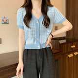 French Summer T-Shirt Women V Collar Temperament Short-Sleeved Small Short-Term Repair Cloth Wear Clothes In The