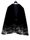 Women's Suit Collar Button Pocket Fashion Floral Print A Buckle Small