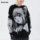 2021 Hip Hop Streetwear Vintage Style Harajuku Knitting Sweater Anime Girl Knitted Death Note Sweater
