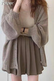 Knitted Cardigan Women Casual V-Neck Soft Long Sleeve Korean Sweet Knitted Sweater Office Lady Coat Cardigans
