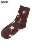 Fashion Happy Funny Socks Cotton Soft Sox Beautiful Curve Women Ladies Girls Harajuku Flower Art ankle