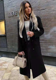 Winter Elegant Turndown Collar Long Blazer with Full