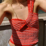 Spring And Summer Explosion Women's Striped Single-Slanted Shoulder Knitted Wool