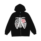 Batch Hoodie Jersey Bone Dark Y2k Zipper Plus Velvet