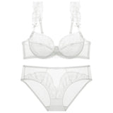 Lace Sexy Lingerie Set Large-Size Transparent Bra Large Bra Small Side Non-Slip Lady Bra