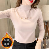 Toloer Velvet Warm Half High Collar Bottom Shirt Female Autumn And Winter Inside The Versatile 2023 New Long-Sleeved T-Shirt Female Jacket Foreign
