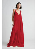 Summer European Women's Loose Solid Color Folds Irregular Dress Beach Sling