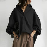 Women Oversized Long Sleeve Shirt ZANZEA Spring Lapel Neck Buttons Down Loose Tops Tunic Casual Work Blusas Solid