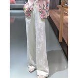 Printing High Waist And Thin Wide Legs 2023 New Senior Spring And Autumn New Style Casual Trousers Women-Outfit