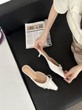 2025 New Bag Head Half Slippers French Fairy Style Mary Jane Shoes Dress Low Heel