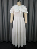 Elegant Waist-To-Threate Dress Rose-Red Large Bow Elegant Evening Dress