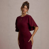 New Hottie Mid-Sleeved Folded Skirt Dress Folded Bag Hip Sexy Dress