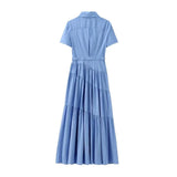 New Belt Shirt-Style Splicing Dress