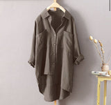 Toloer Casual Wind Pure Color Shirt Autumn Versatile New Women's Cardigan Double Pocket Long Sleeve Women's