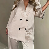 Women's INS Burst Wrinkles Blazer Blazer Casual Trousers
