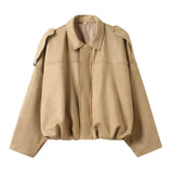 Spring Pilot Jacket Bat Sleeve Zipper Loose Tuffen Jacket Women's Casual