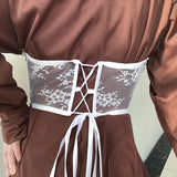 Autumn New Short Gentle Lace Pearl Waist Seal Fish Bone Strap Decorative Waist Seal