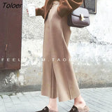 Winter Oversized Woolen Women Pants Casual High Waist Wide Leg Pants Women Solid Wool Loose Straight Women Trousers