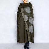 Casual Dress Vintage Dot Print Patchwork Winter Jumper Dress Loose Pullover VONDA Women Sweatshirt