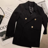 Toloer Spring And Autumn Outfit Fried Street Loose Leisure Versatile Autumn Suit Jacket Female Korean Black Suit Jacket-Outfit