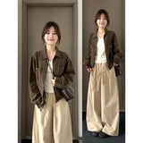 Languid Wind Kaqi High-Waisted Loose-Legged Slack Pants Women's New Design Sense Of Drag Floor Long