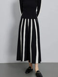 Black Patchwork Long Skirt-Outfit