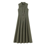 Women's Fashion Round Collar Sleeveless Waist-Lens
