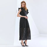 Elegant Patchwork Ruffle Lace Dress For Women Sleeveless High Waist Oversized Dresses Female 2022 Womens