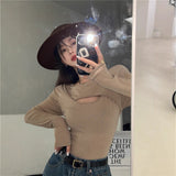 Toloer Long-Sleeved T-Shirt Women's Autumn 2024 New Hot Girl Sexy Slim Design Sense Bottom Shirt Student