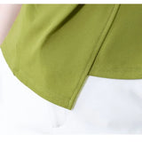 Color Summer Women's Clothing Shirring Pullover Button V-Neck Short Sleeve Asymmetrical T-shirt Casual Elegant Tops-Outfit