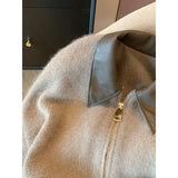Spring And Autumn New Loose Gas Coat Ankola Red College Wind Splicing Fake Two Knitted Shirt