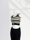 Toloer Quality Version Of U-Neck Striped Sling Vest New Summer Wear Female Short Sleeveless Waist Short Hot Girl