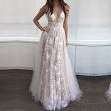 Summer New Women's Dress Sexy Lace Lace Deep V Sleeveless Evening
