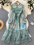Design Floral Embroidery Summer Party Dresses Vintage Elegant Women Midi Long A Line Dress Aesthetic