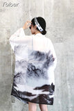 Chinese Style Printed Shirt Woman Causal Long Kimono Cardigan 2023 Long Sleeve Loose Blouse Sun Protection Blouses
