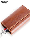 2023 PU Leather Car Key Holders Keys Organizer Key Wallets Car Keychain Leather Housekeeper Key Wallet Cover 6