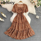 Sexy Square Collar Short Sleeve Women Midi Dress Beach Vacation Party Robe Female Elegant High Waist