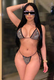 Black Sexy Mesh Dress Rhinestone Three Piece