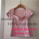 new spring sqaure collar sleeveless knitting pullover slim short high waist top female tank