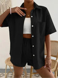 Linen Two Piece Set Women Summer Casual Joggers Shirt Top Vacation Shorts Set Suit Beach 2023 Outfits Tracksuit Matching-Outfit