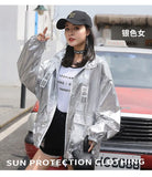 Summer Harajuku Sun Protection Coat Long Sleeve Transparent Jacket Gradient Sequin Female Jacket Women Feminine