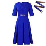 Large-Size Women's Dress 2025 Autumn Fashion Elegant Temperament Solid Five-Sleeve African