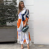 Autumn And Winter Women's New Fashion Casual Printing Loose Shirt Dress