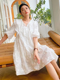 Dress New French Design Three-Dimensional Flower Embroidered White Temperament Gebere Nan Oil Women's Dress