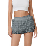 Sexy Beach Hot Pants Lotus Side Wave Solid-Colored Lolita Low-Rise Shorts Skirt
