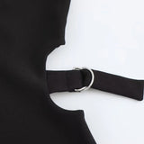 Women's Clothing 2025 Spring New Fashion Simple Open Open Design Sexy Body Repair Mini