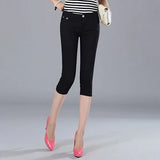 Denim Jeans Shorts omen's Capris Skinny Jeans Pants Female Knee Length Stretch Slim Capri Jeans Women Candy Color