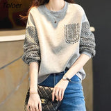 T Shirts Women Grey O-neck Long Sleeve T-shirt Spring Autumn Thin Pullovers Trendy Loose Jacket Fashion Casual Tops